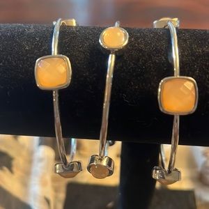 beautiful bangles, silver plated with cream stones,